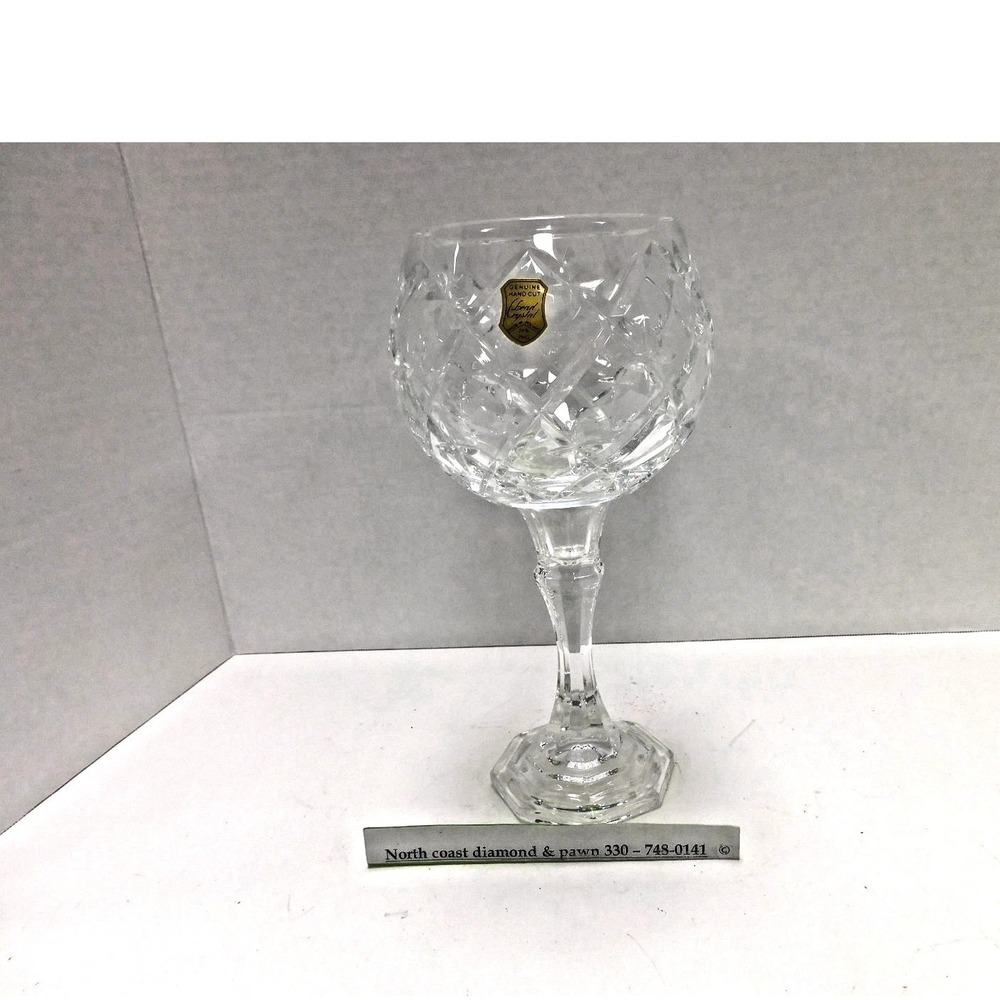 Polish Sunburst Hand cut 9" Crystal Goblet DH42